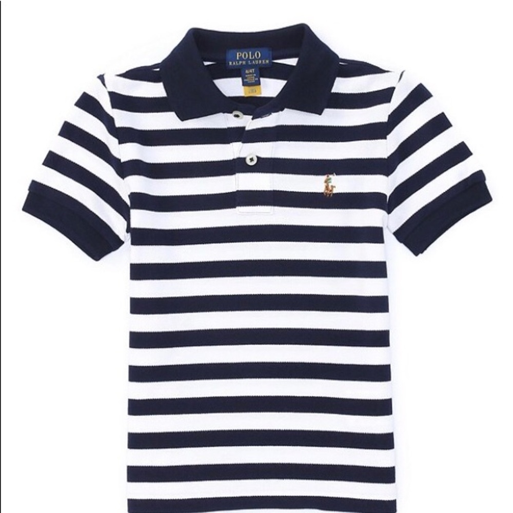 Polo by Ralph Lauren, Navy blue and White Striped Polo, Size 6